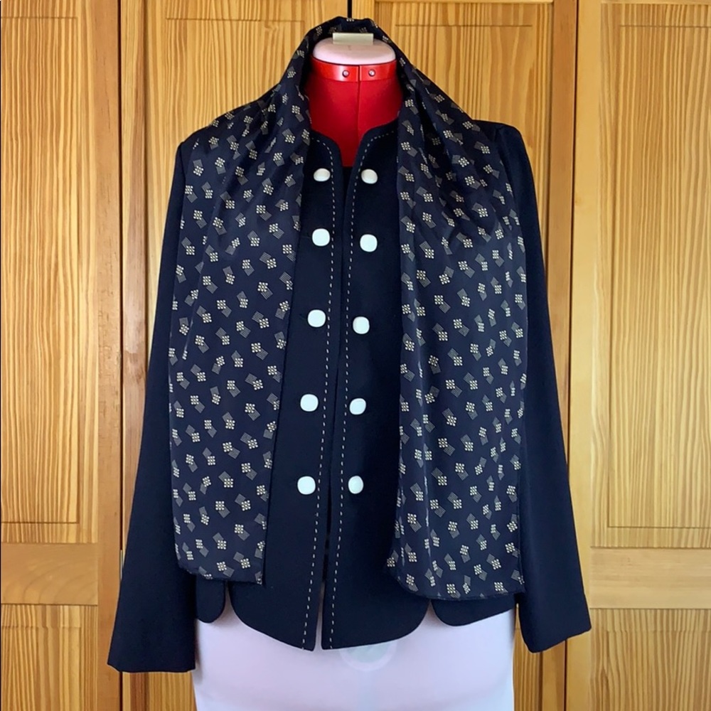 Leslie Fay Black Blazer with Attached Scarf 12P